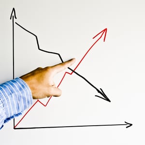 graph with two arrows trending up and down